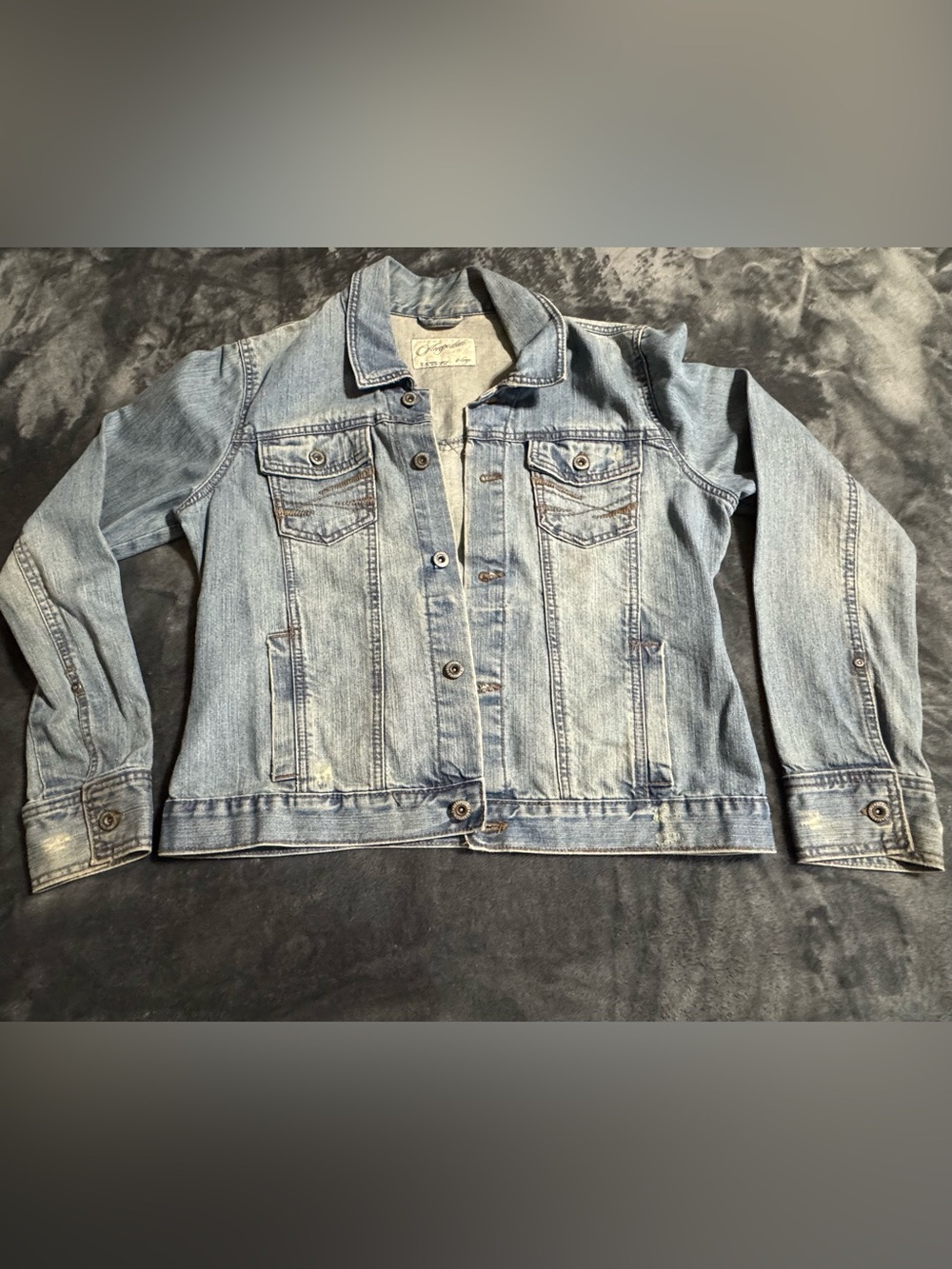 Aeropostale Jacket Womens Xlarge Denim Jean Trucker Button Up Cotton Washed Blue